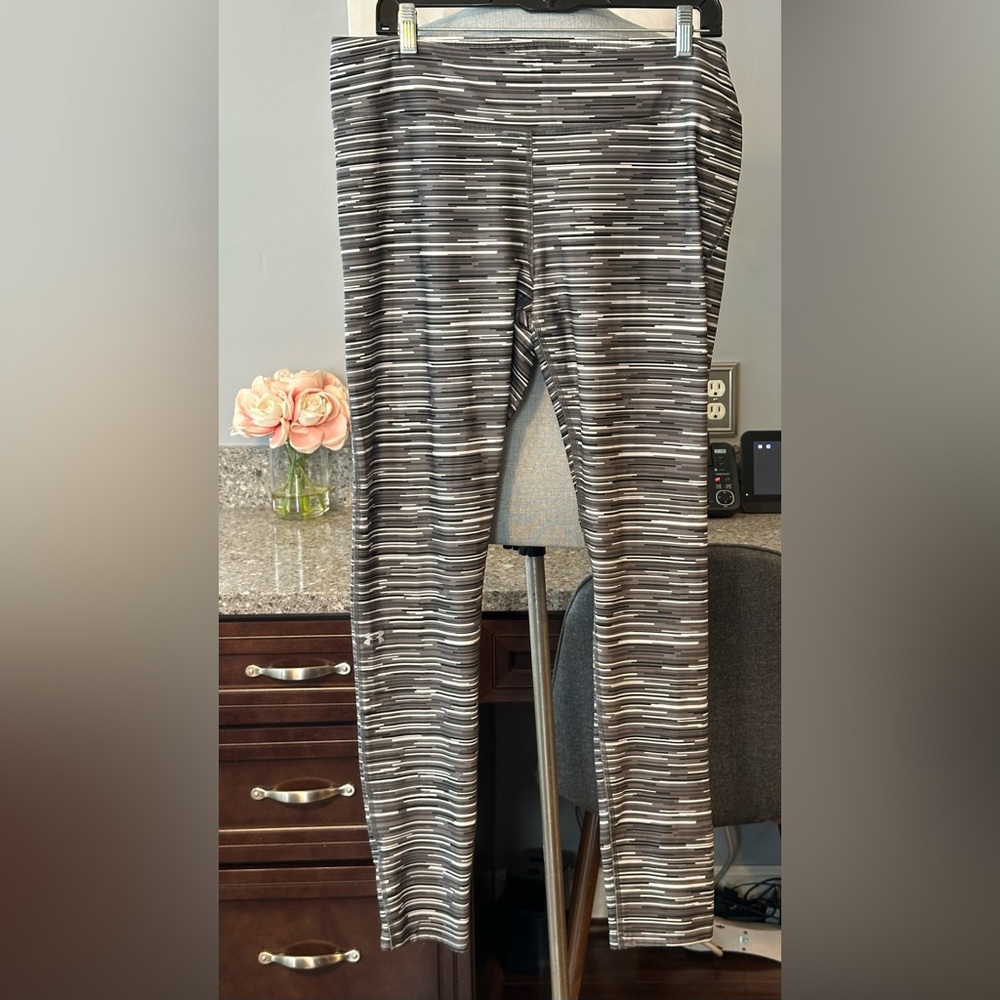 Under Armour Gray and Black Striped Active Leggings
